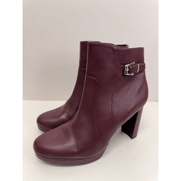 Naturalizer Boots Size 9.5 Burgundy Platform High Heel Ankle Booties NEW - Picture 3 of 10